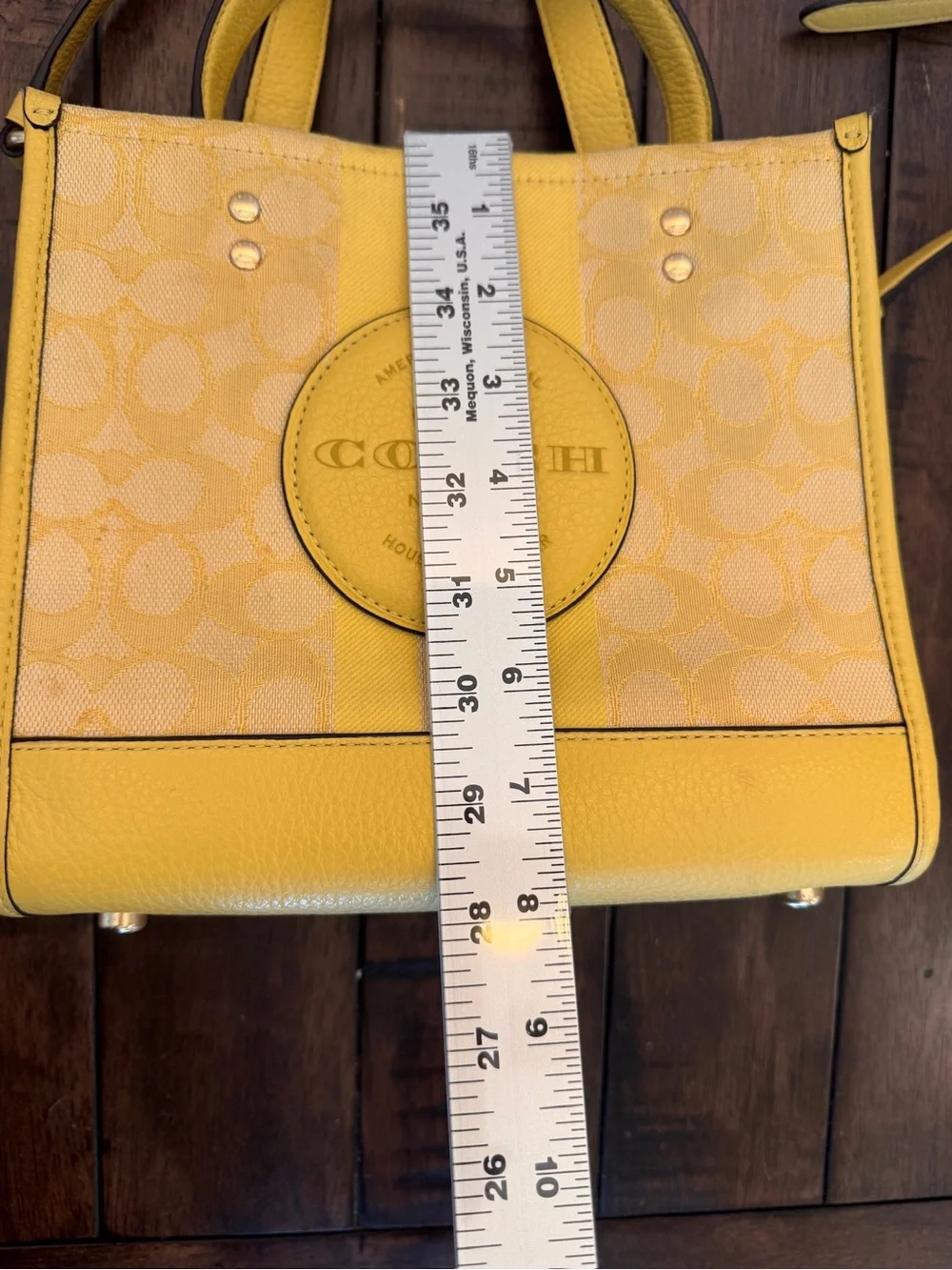 Coach Dempsey Tote 22” Signature C Jacquard Yellow Double Handle Shoulder Purse - Picture 15 of 15